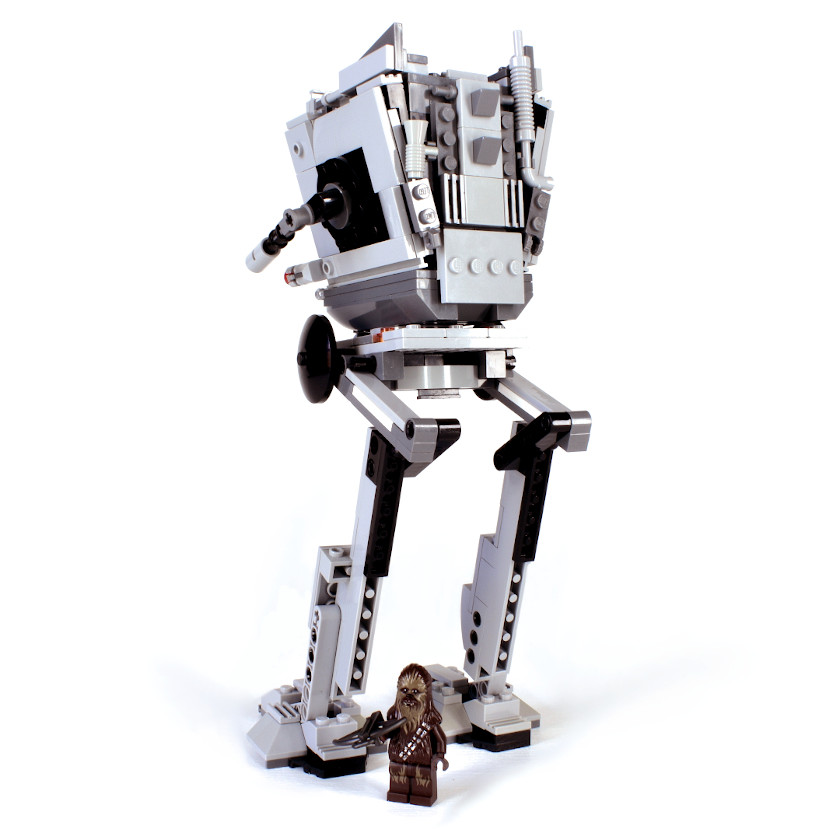 LEGO AT-ST Walker on white background viewed from back