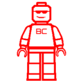 Red LEGO Minifigure icon with sunglasses