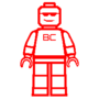 Red Minifigure Icon Red LEGO Minifigure icon with sunglasses