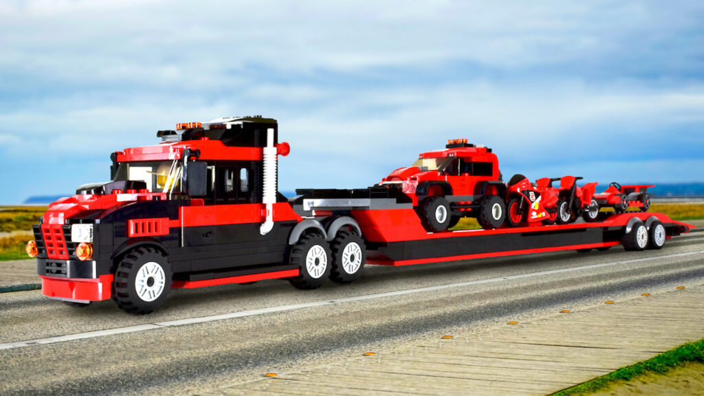 LEGO Racing Semi viewed from right side on road