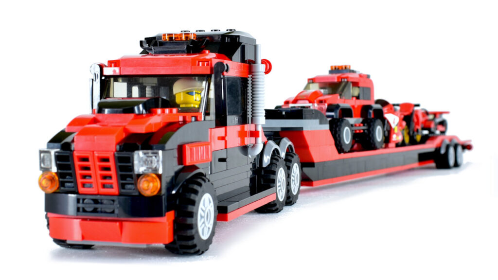LEGO Racing Semi on white viewed from front