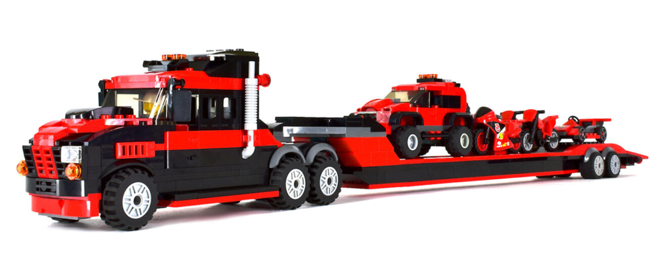 LEGO Racing Semi on white viewed from left
