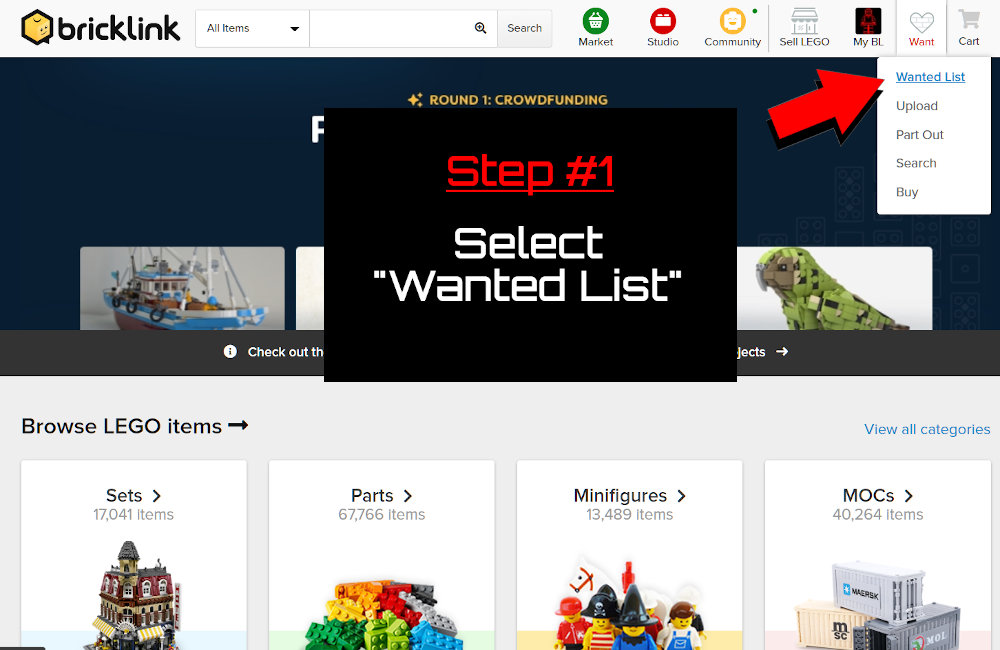 Screen shot of How to Buy LEGO Bricks Step 1