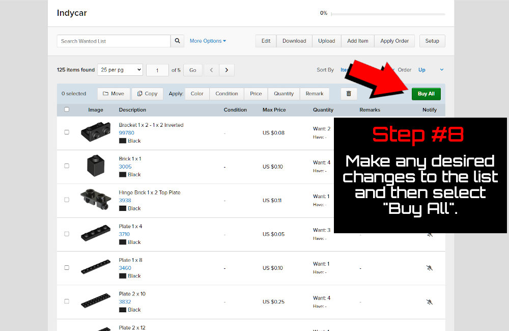 Screen shot of How to Buy LEGO Bricks Step 8