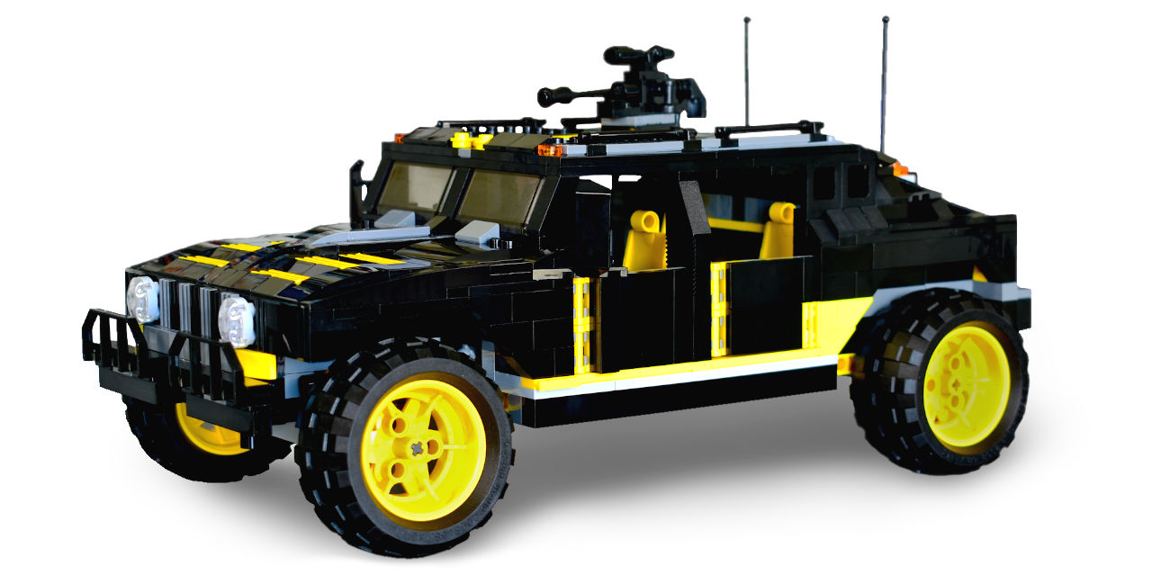LEGO Hummer design with Yellow trim from front left