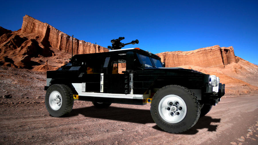 LEGO Hummer in the desert from right side