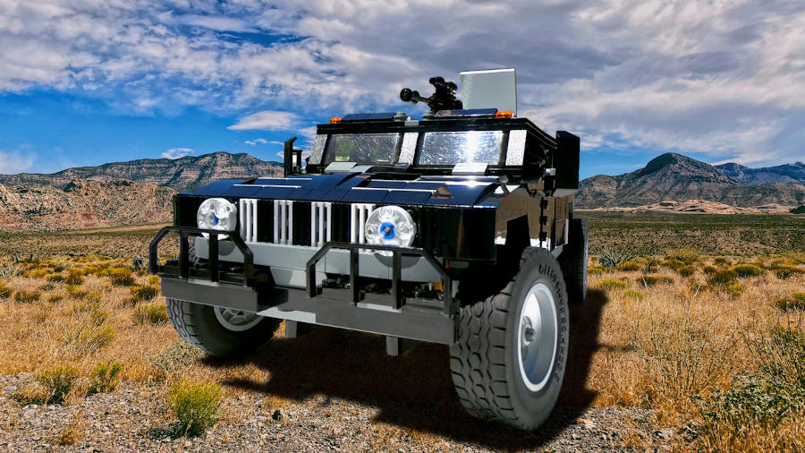 LEGO Hummer in the desert from the front