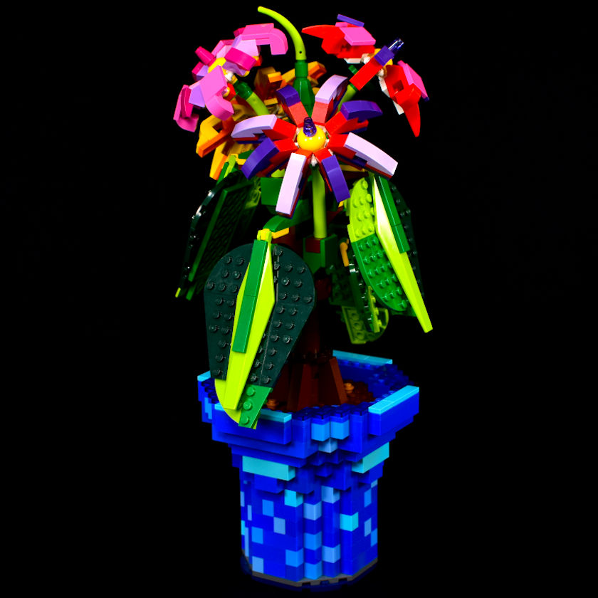 LEGO Flowerpot with purple and Lavender Flowers in front